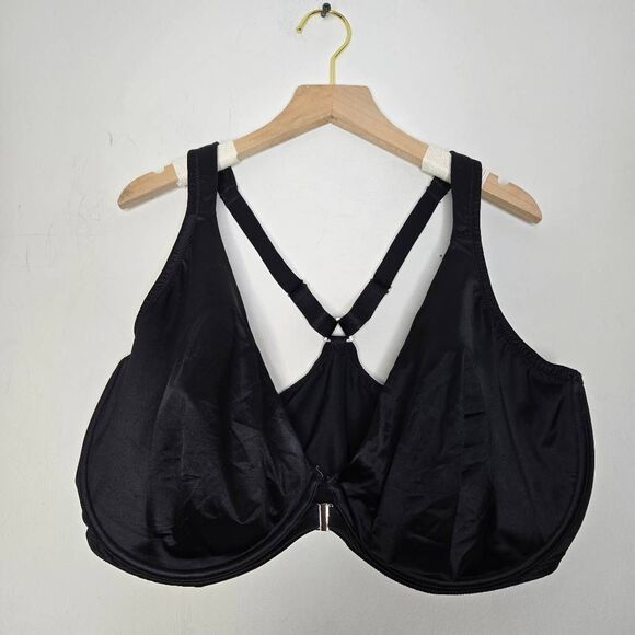 Delimira Bra Size 44FPlunge Posture Bra Front Close Black - Picture 2 of 6